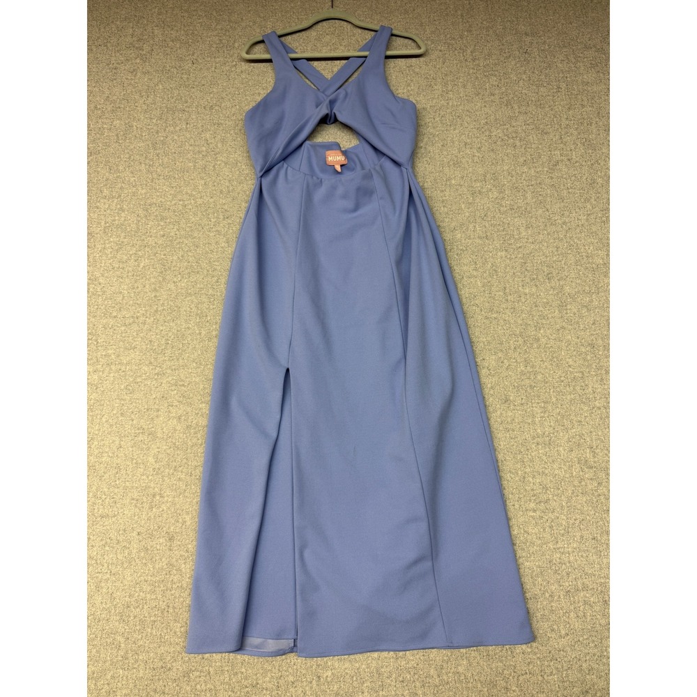 Show Me Your Mumu Maxi Dress XL Periwinkle Blue Cutout Twist Front Crisscross